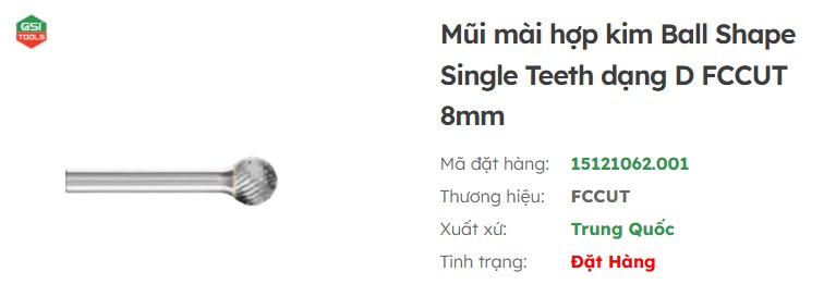mũi m&agrave;i khắc hợp kim ball shape single teeth