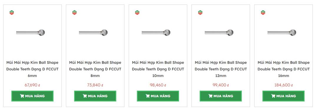 mũi m&agrave;i khắc hợp kim dạng cầu