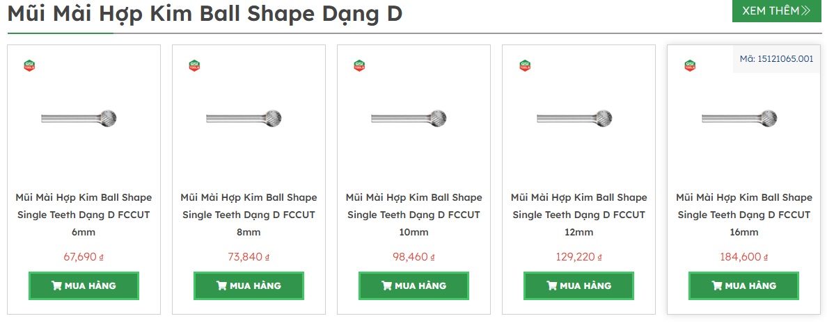 mũi m&agrave;i hợp kim dạng ball