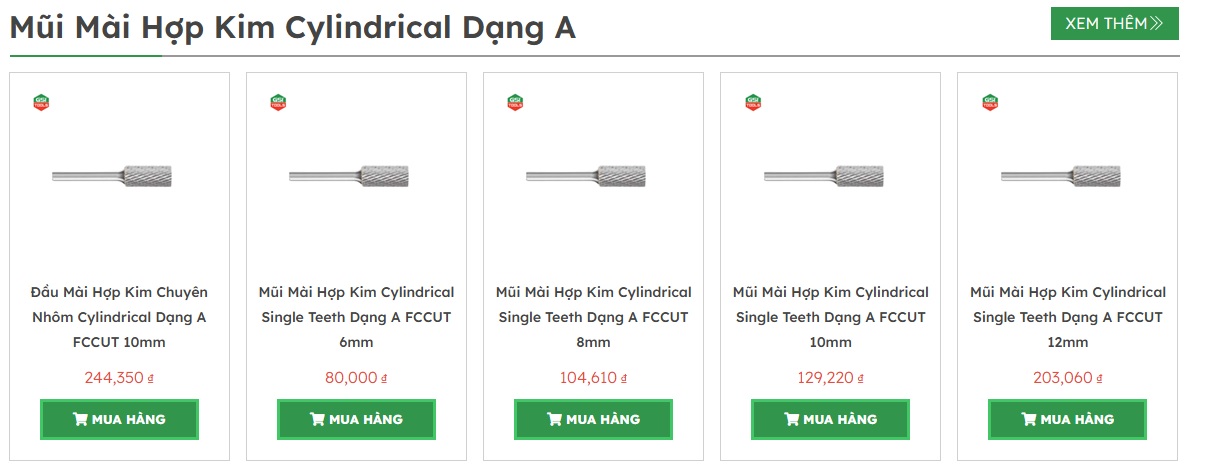 mũi m&agrave;i hợp kim cylinder