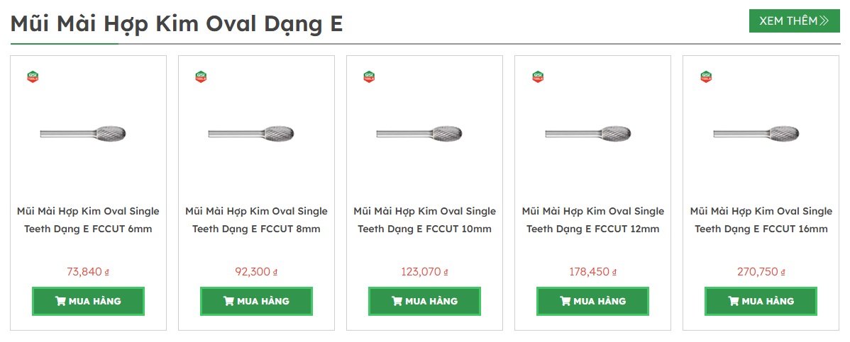 mũi m&agrave;i hợp kim oval